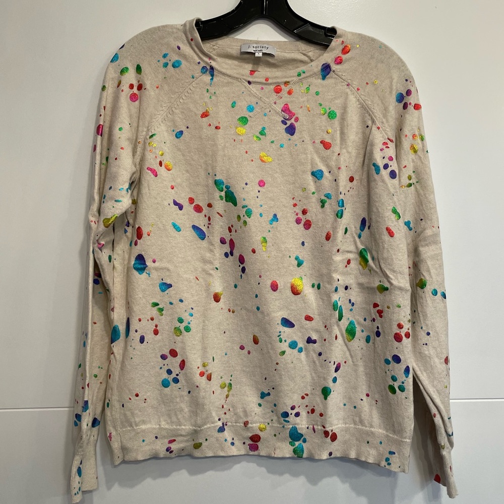 J. Society 100% Cotton Colorful “Paint Splash” Woman’s Sweater